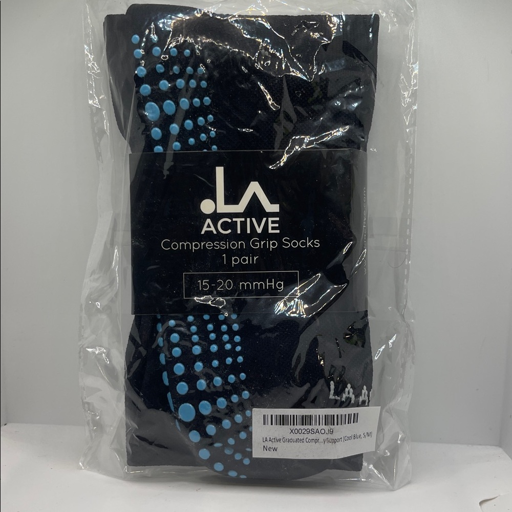 LA‎ ACTIVE Graduated Compression Socks Non-Slip Grips Safety S/M NEW
